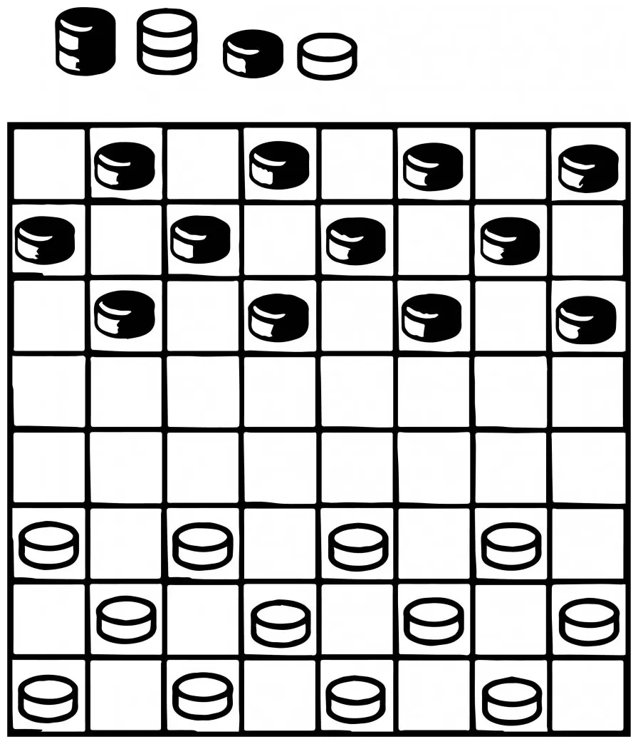 Board checkers play coloring page wecoloringpage