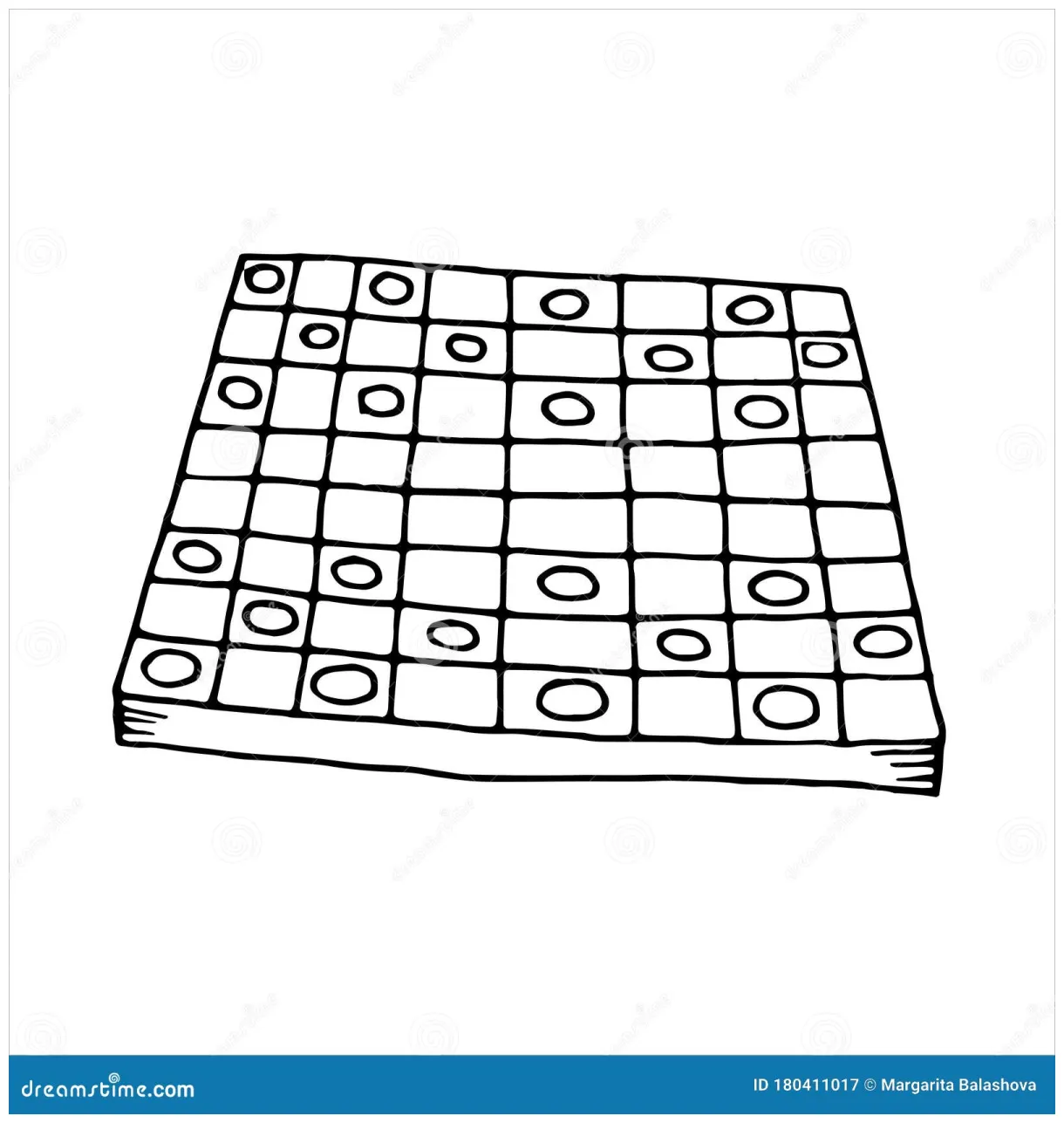 Vector isolated doodle element, checkers board game, coloring book