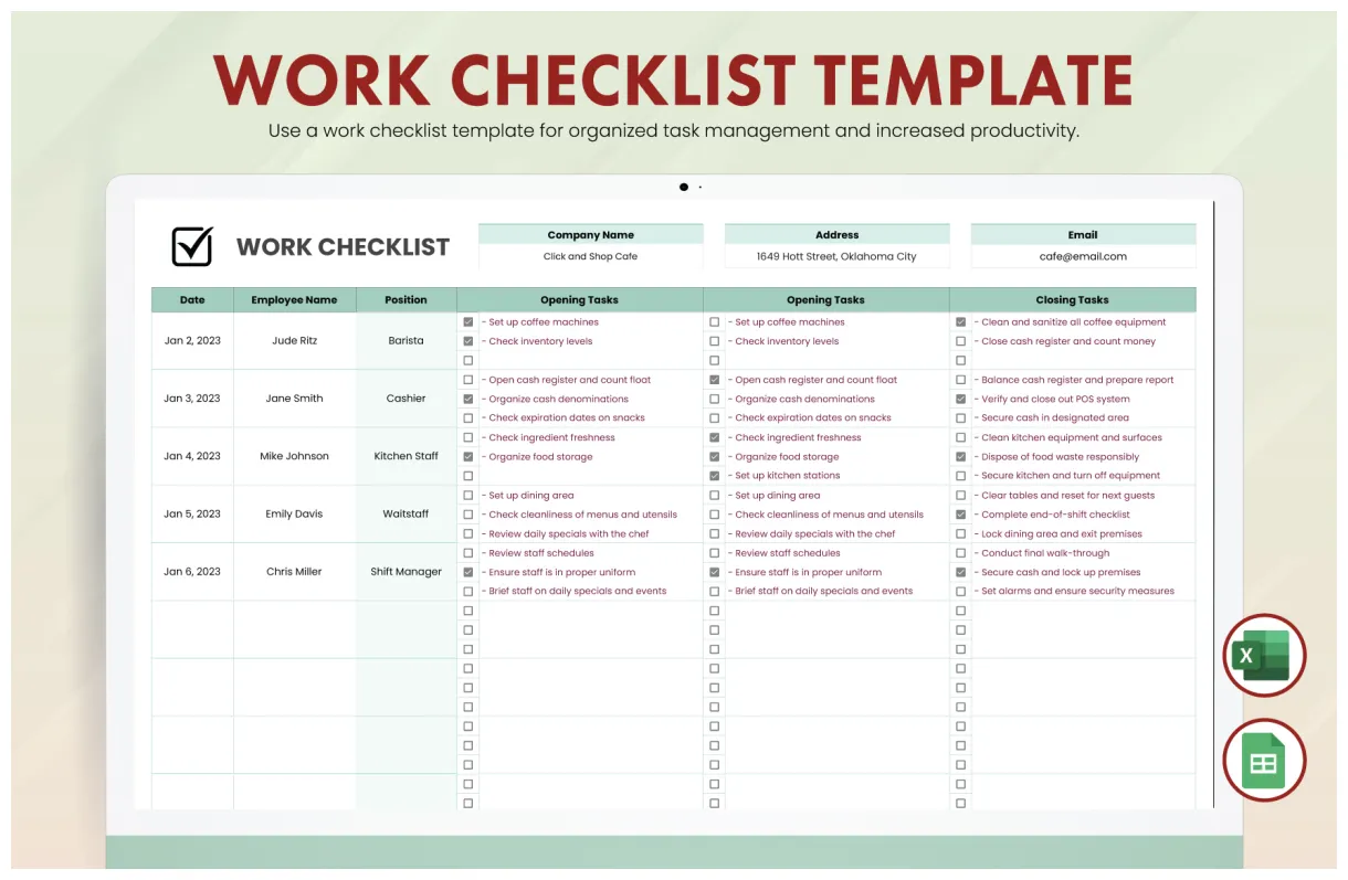 Graduation Checklist Template in Excel, Google Sheets - Download