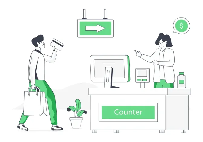 Best checkout counter illustration download in png & vector format