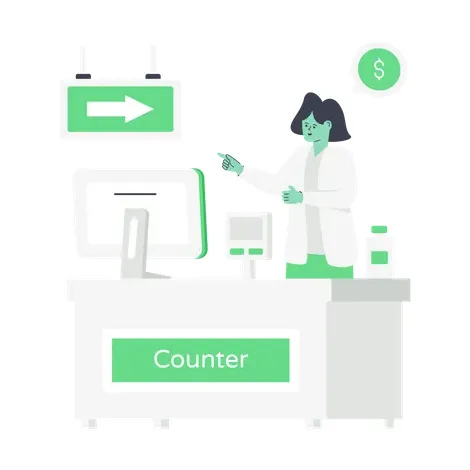 Best checkout counter illustration download in png & vector format