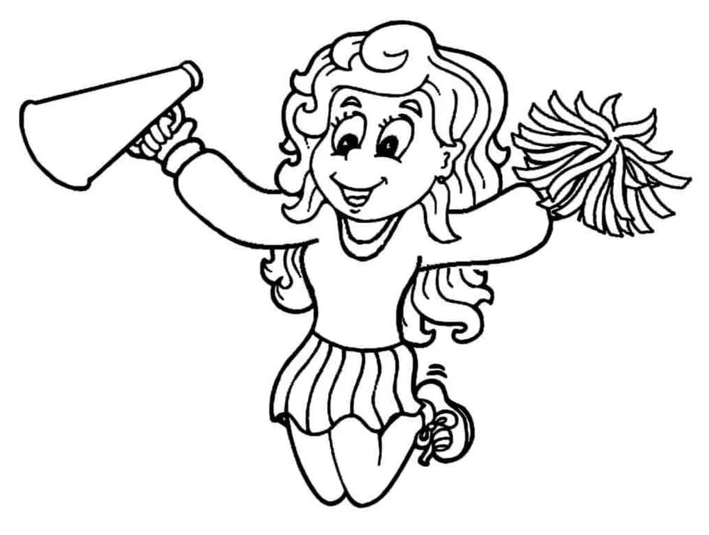 Cute cheerleader girl coloring page download, print or color online