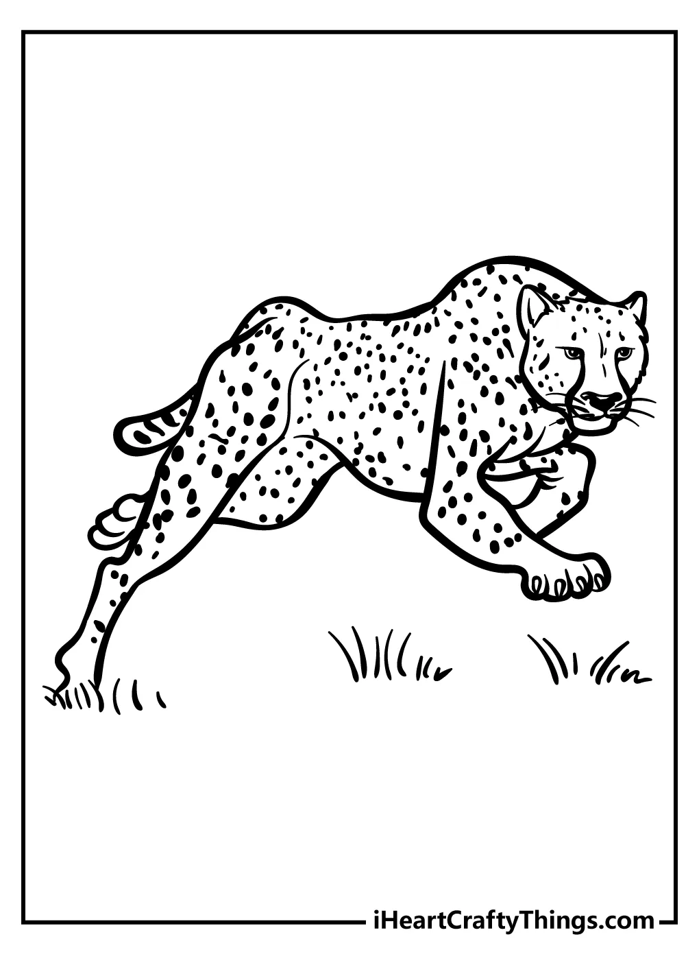 Cheetah running coloring page