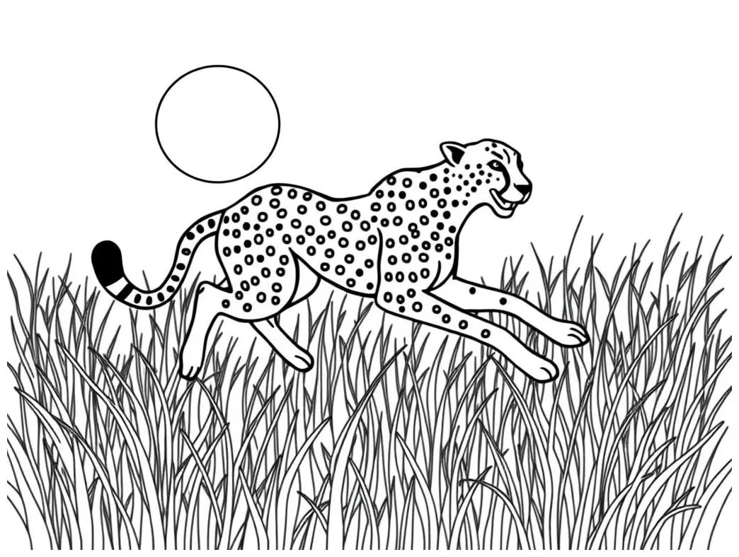 Cheetah running coloring page