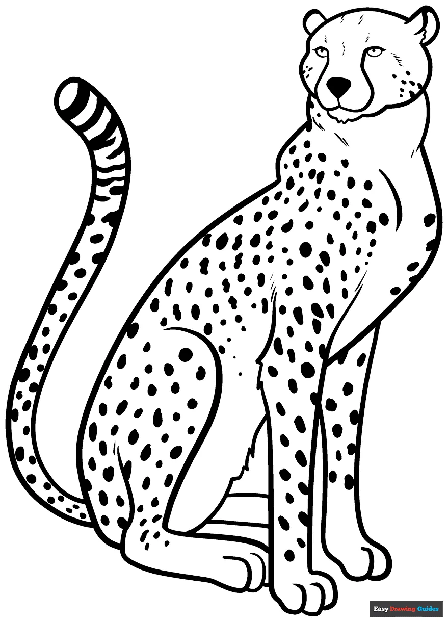 Cheetah running coloring page