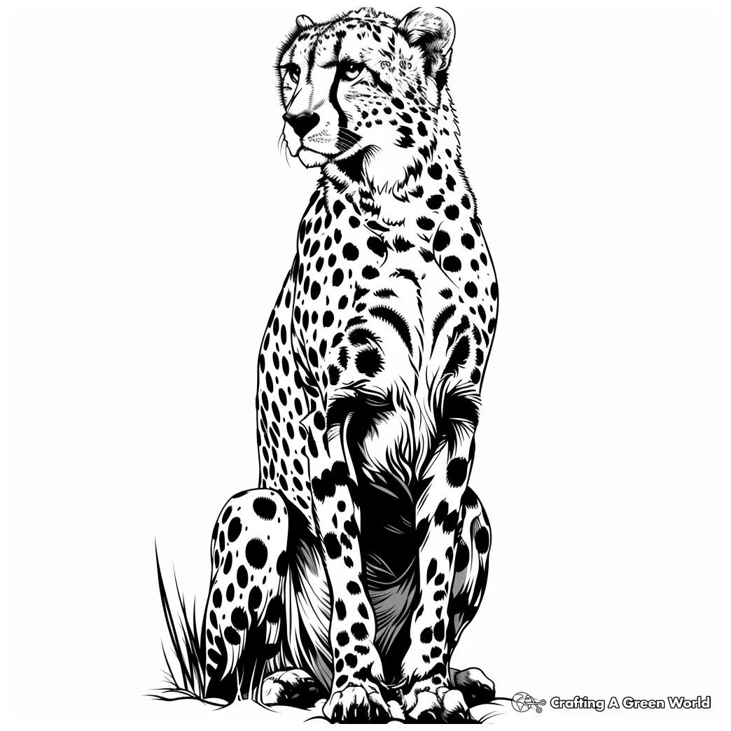 Cheetah running coloring page