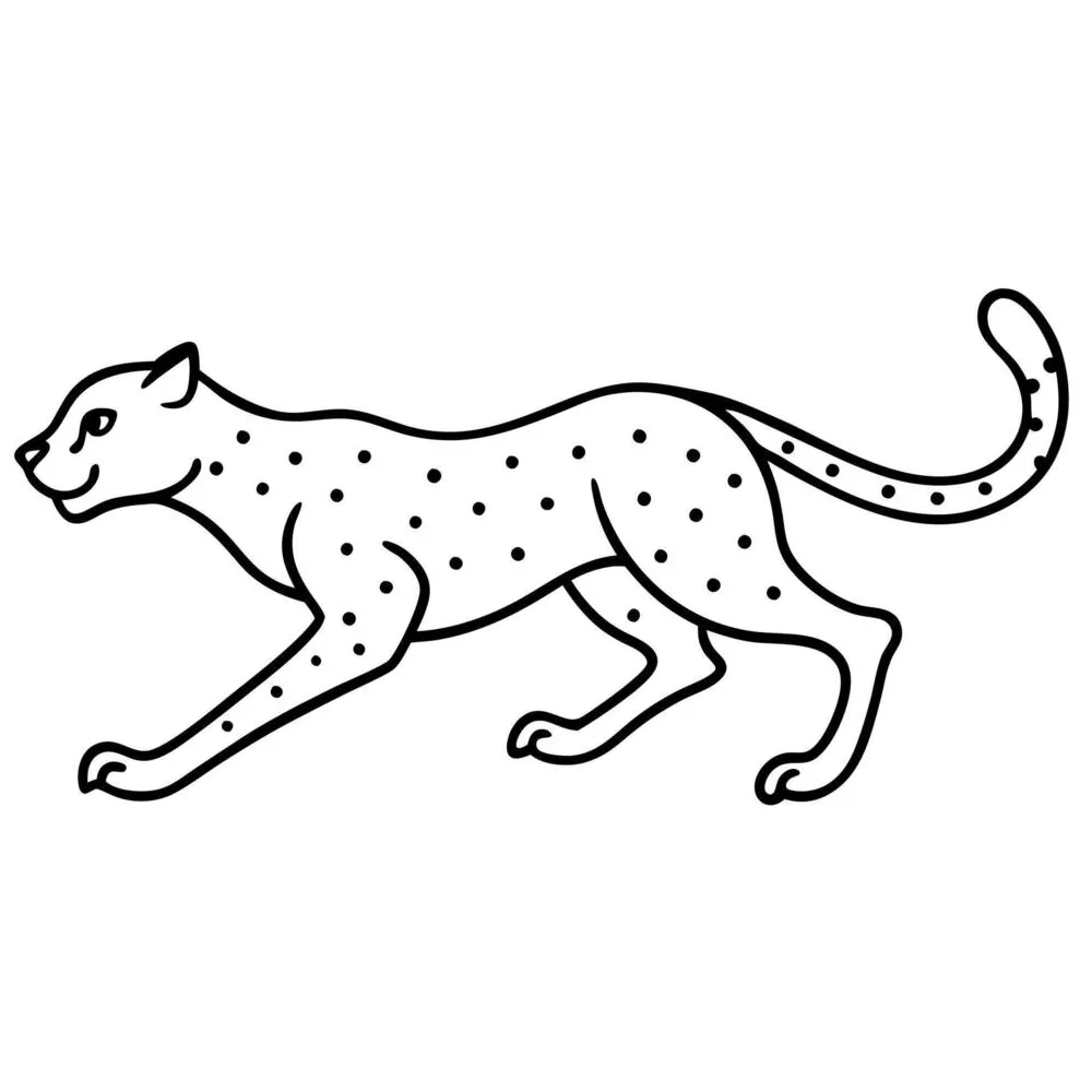 Cheetah running coloring page
