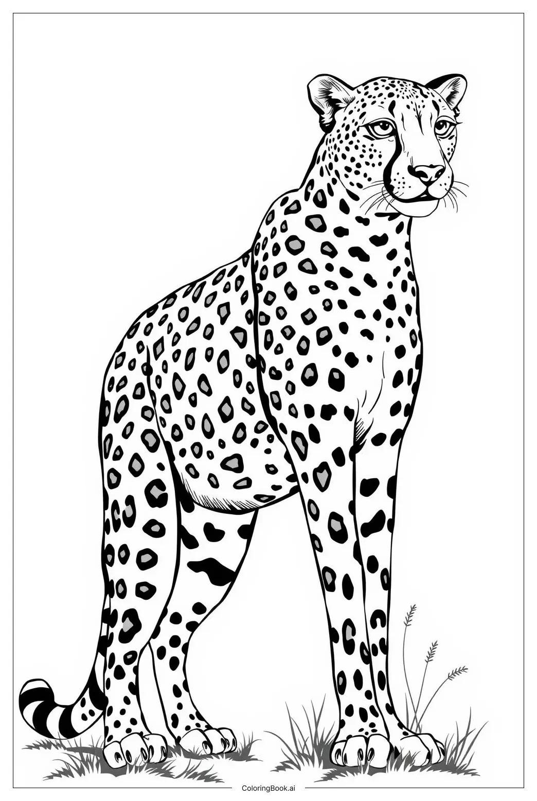 Cheetah simple spots coloring page free pdf&png printable