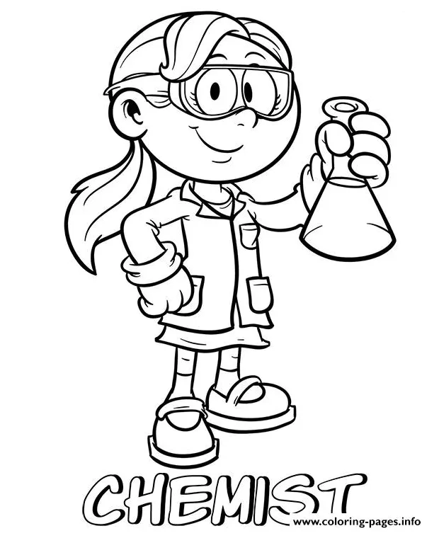 Professions chemist coloring page printable