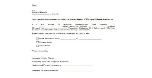 Request letter for cheque book assignment point