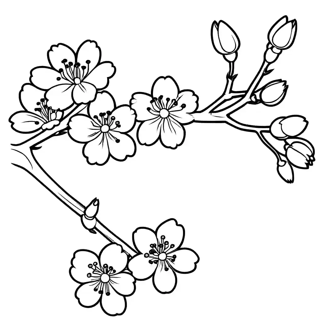 Cherry blossom branch coloring page lulu pages