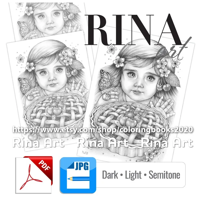 Cherry pie coloring page printable adult colouring pages book