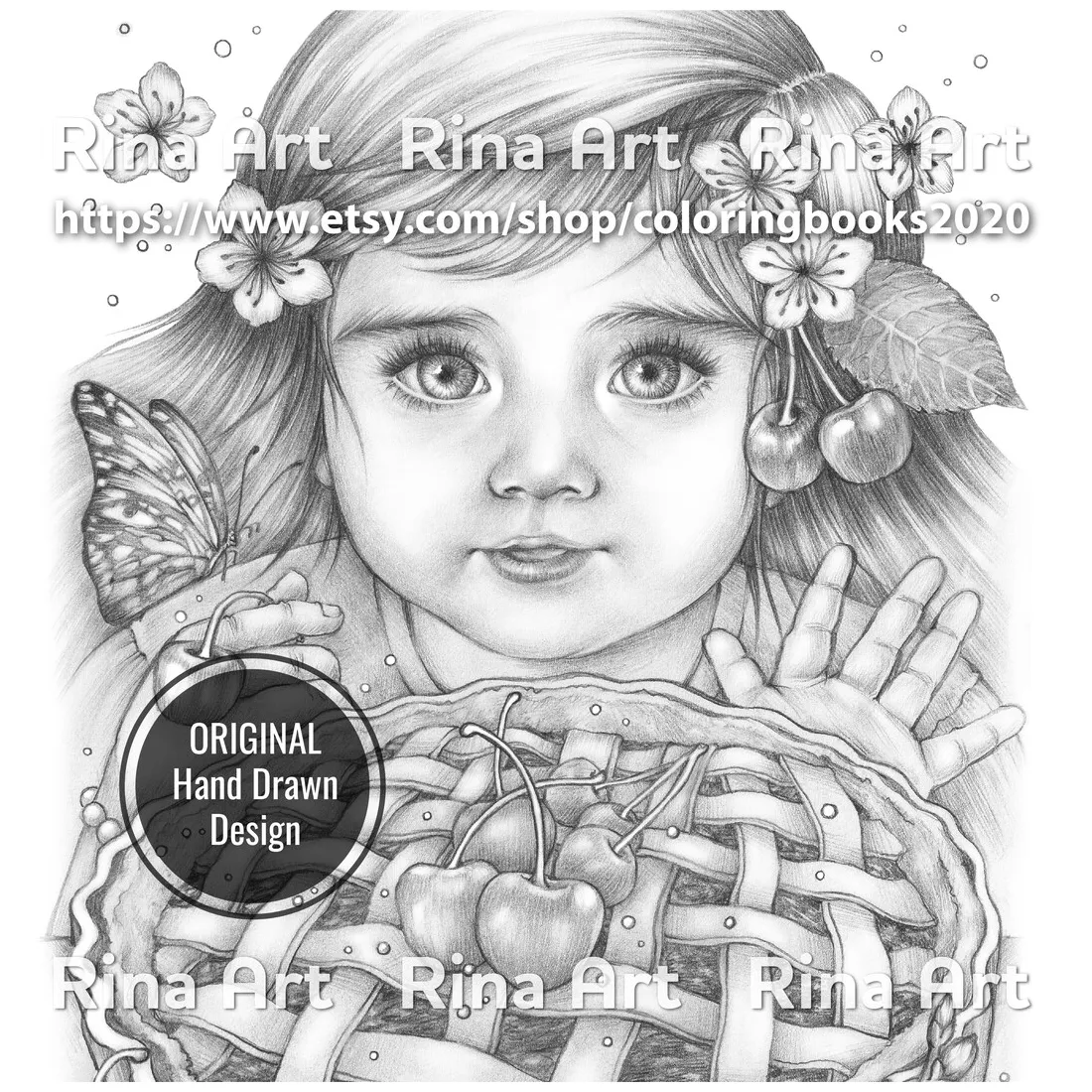 Cherry pie coloring page printable adult colouring pages book