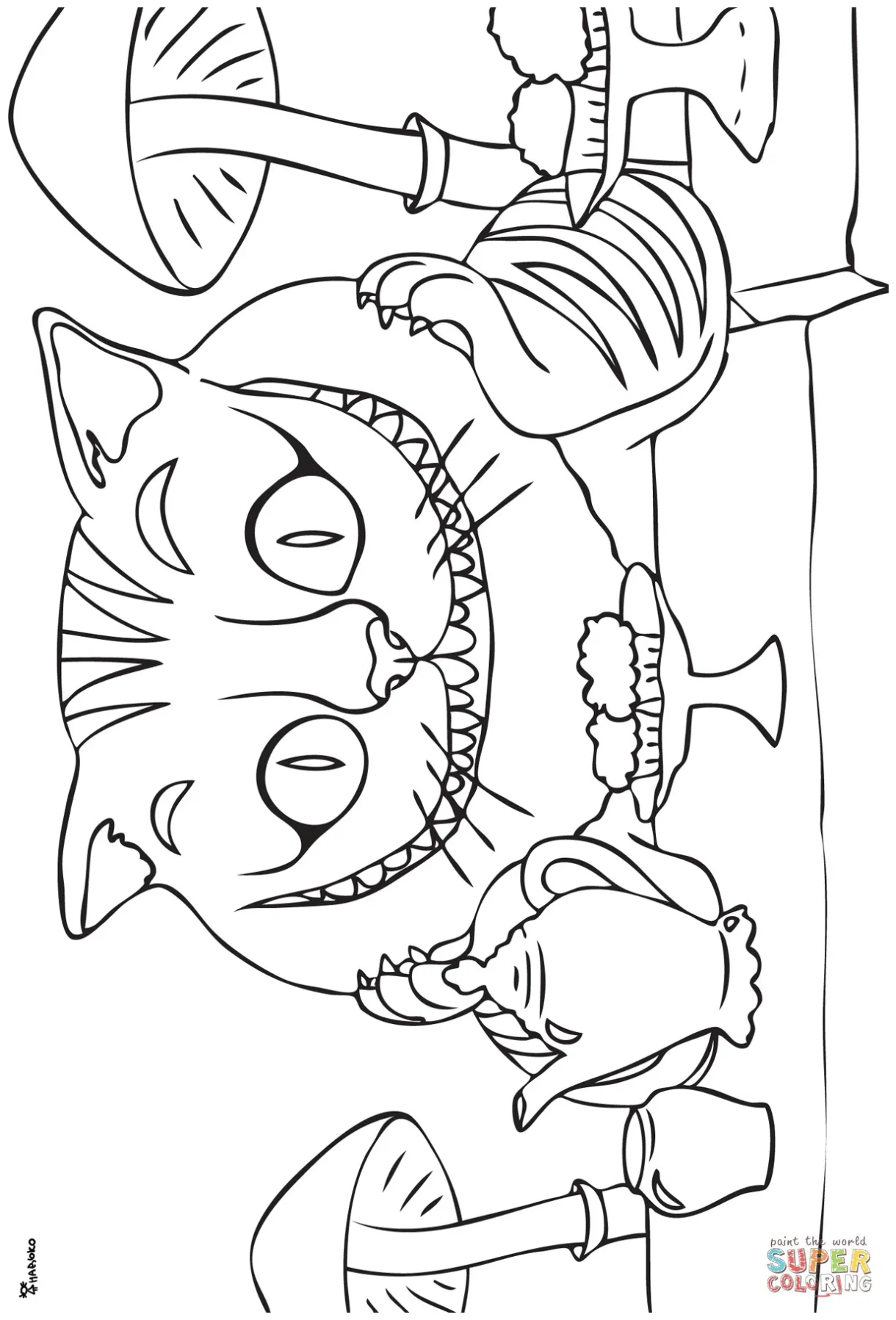 Cheshire Cat Coloring Page | BubaKids.com