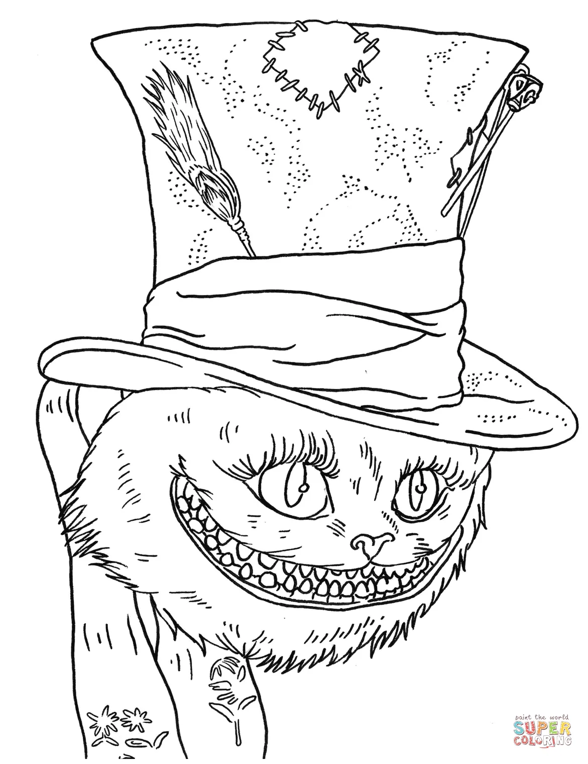 Cheshire cat colouring pages