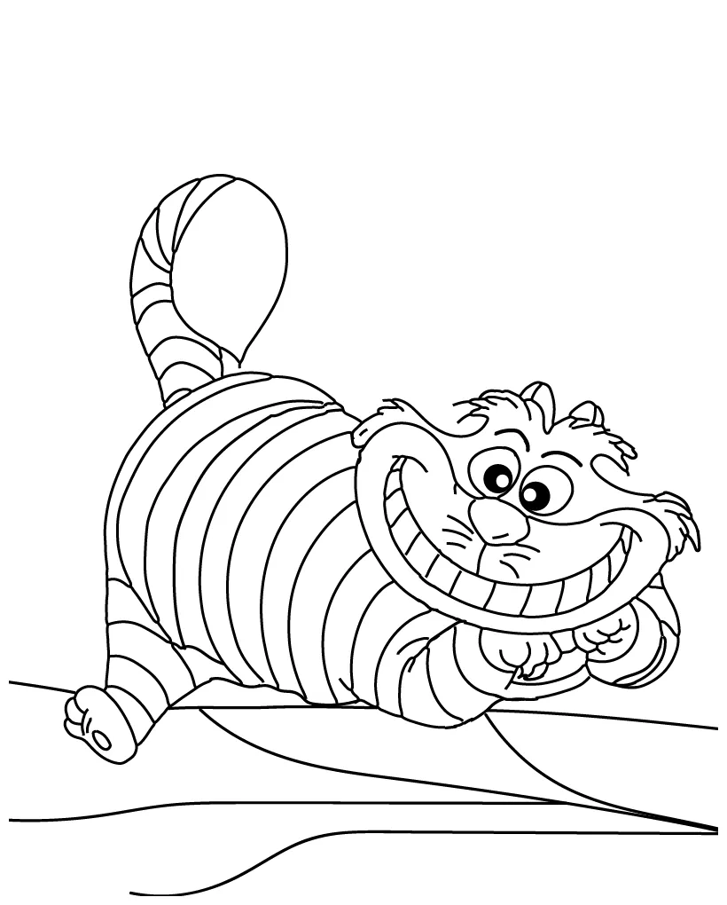 Cheshire cat and hatter coloring page