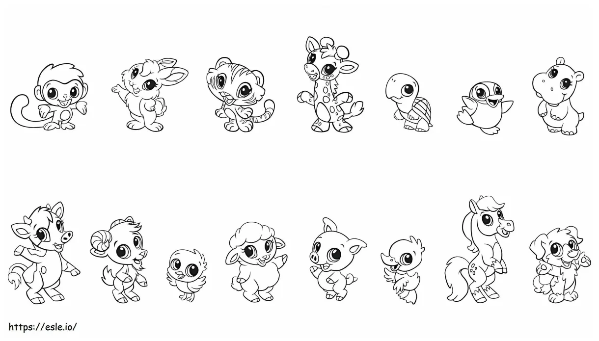 Chibi animals coloring page