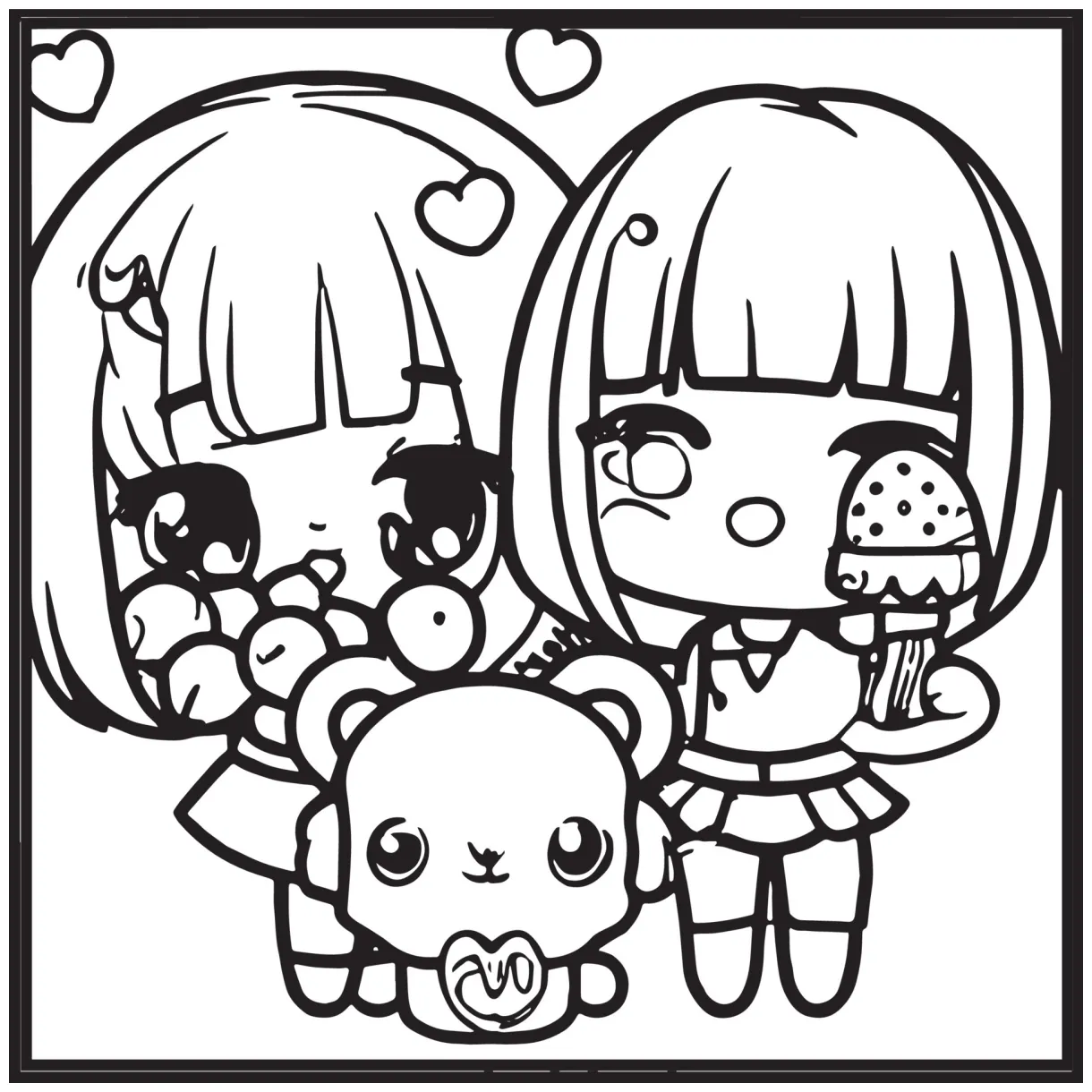 Chibi coloring pages 15907182 vector art at vecteezy