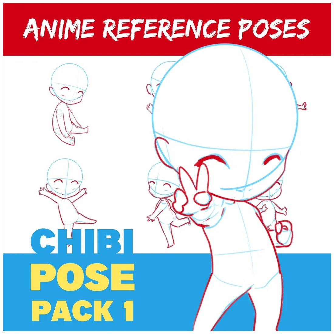 Anime chibi poses 50 drawing reference guides etsy