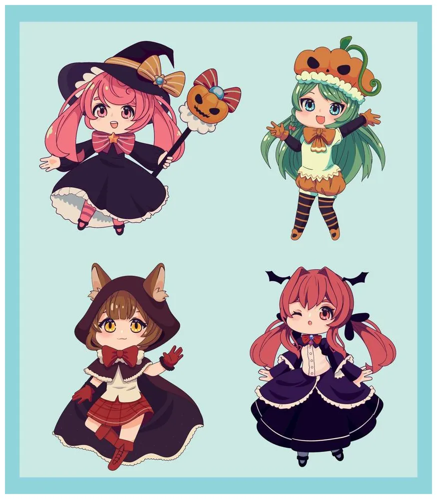 Set anime chibi characters 11484427 vector art at vecteezy