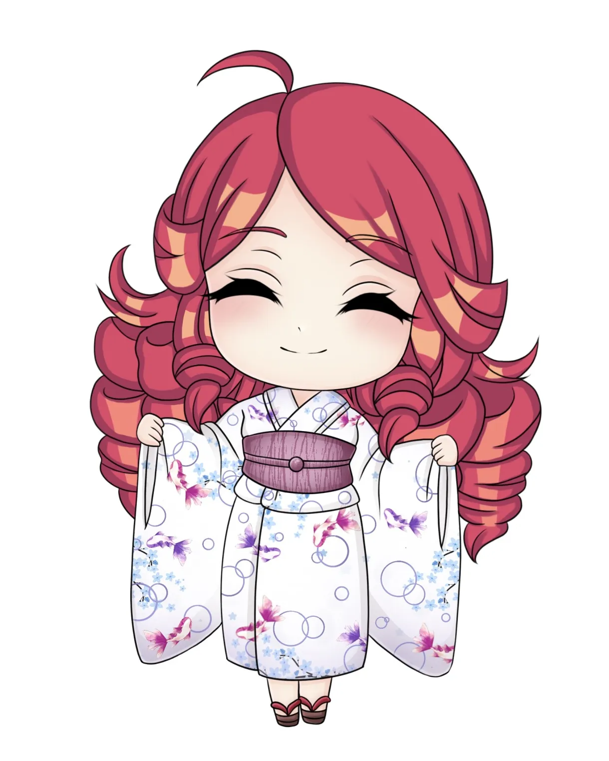 Artstation chibi liz wearing kimono printable coloring page