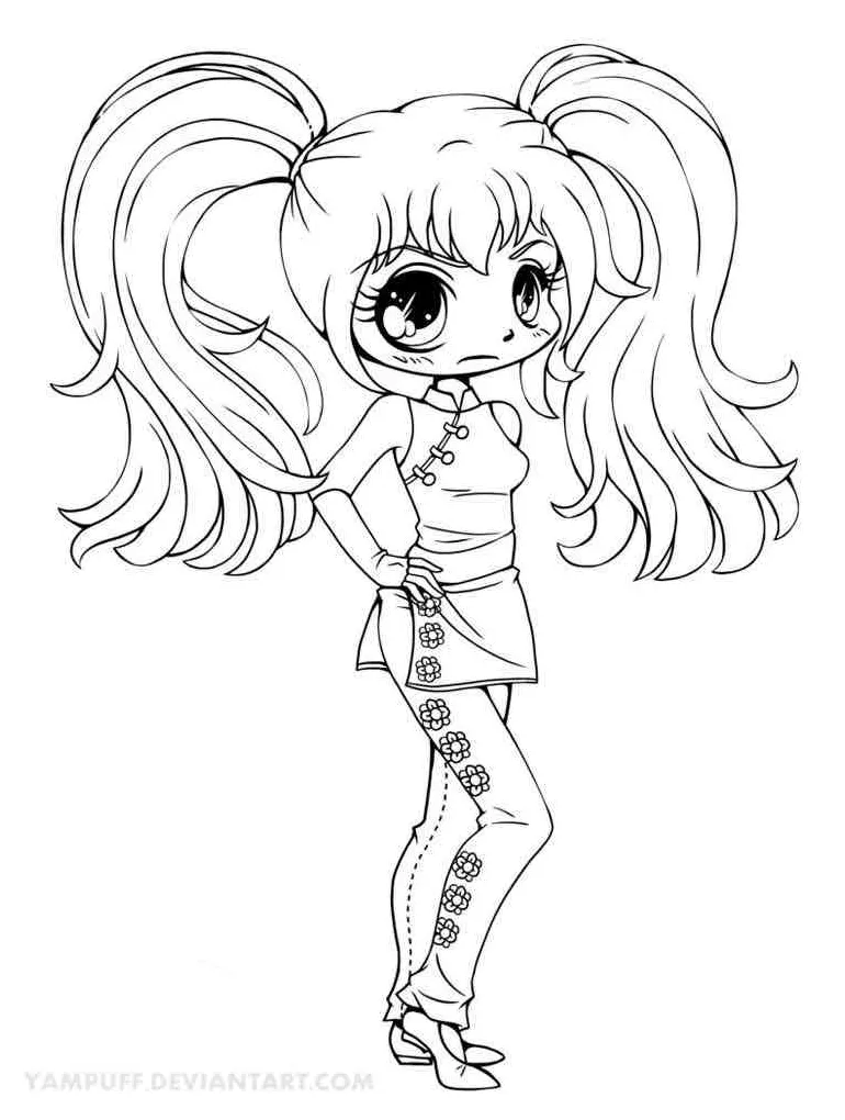 Chibi coloring pages