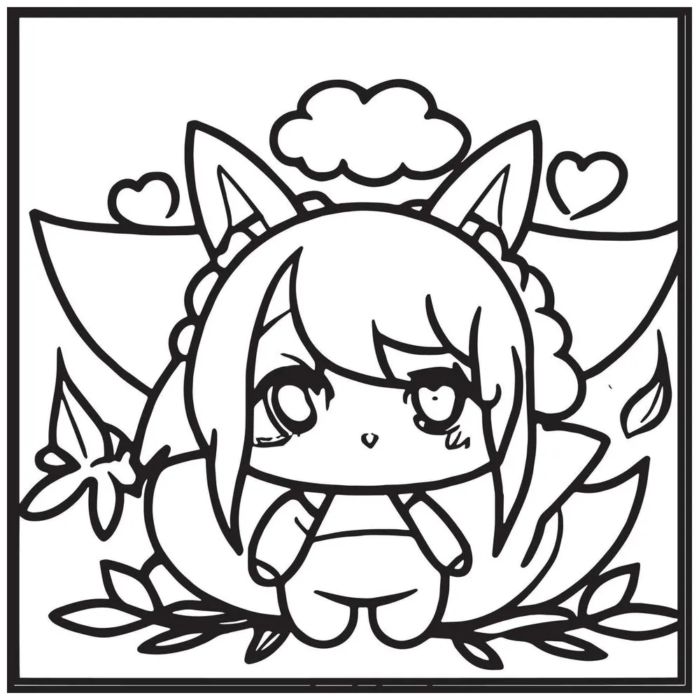 Chibi coloring pages 15906944 vector art at vecteezy