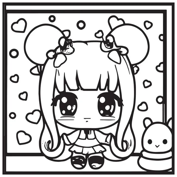 Chibi coloring page vector art, icons, and graphics for