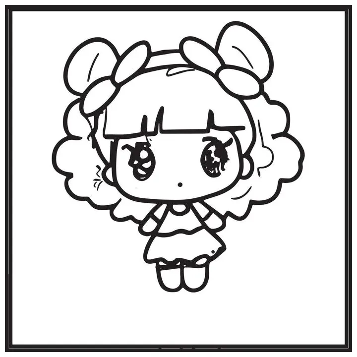 Chibi coloring page vector art, icons, and graphics for printable coloring page