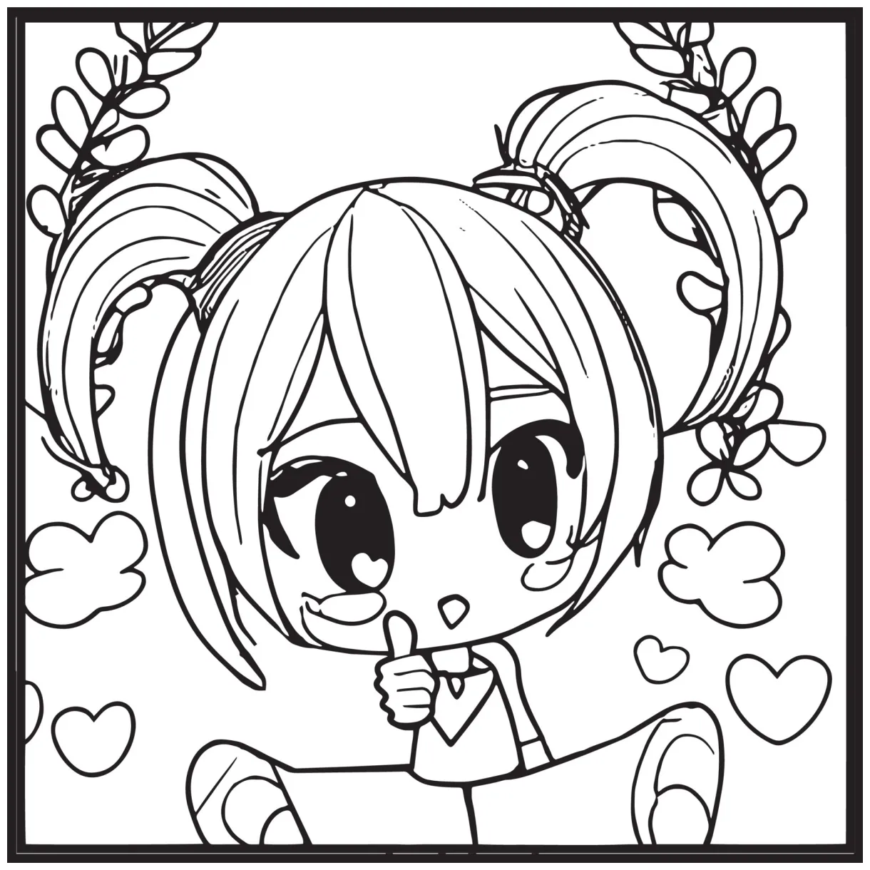Chibi coloring pages 15906918 vector art at vecteezy