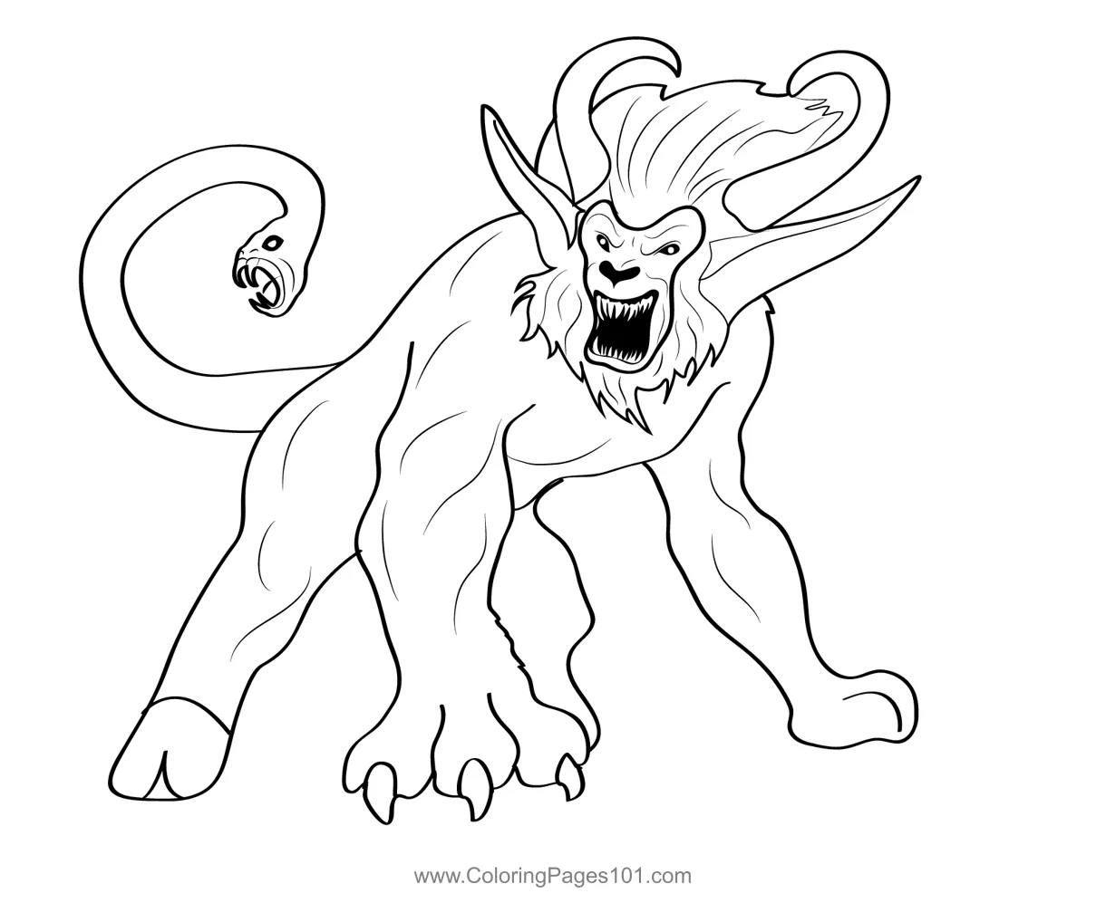 Chimera 5 coloring page for kids free chimeras printable coloring