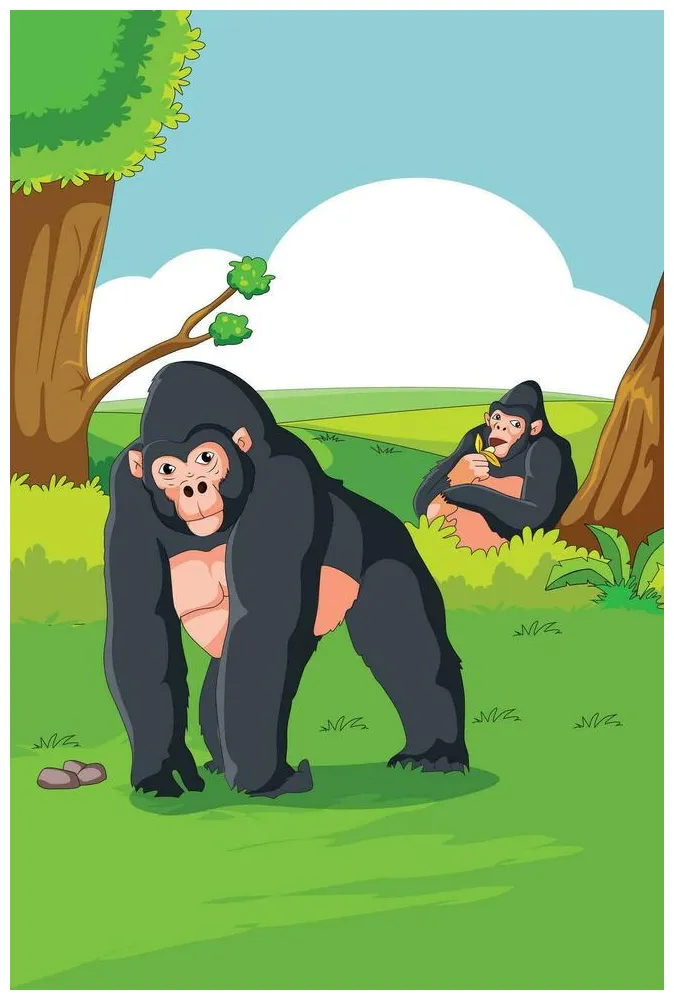 Chimpanzee eating banana and roaming vector illustration 36148117