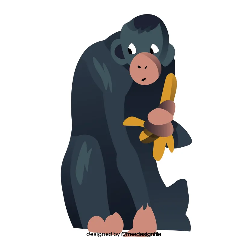 Chimpanzee eating banana clipart free download