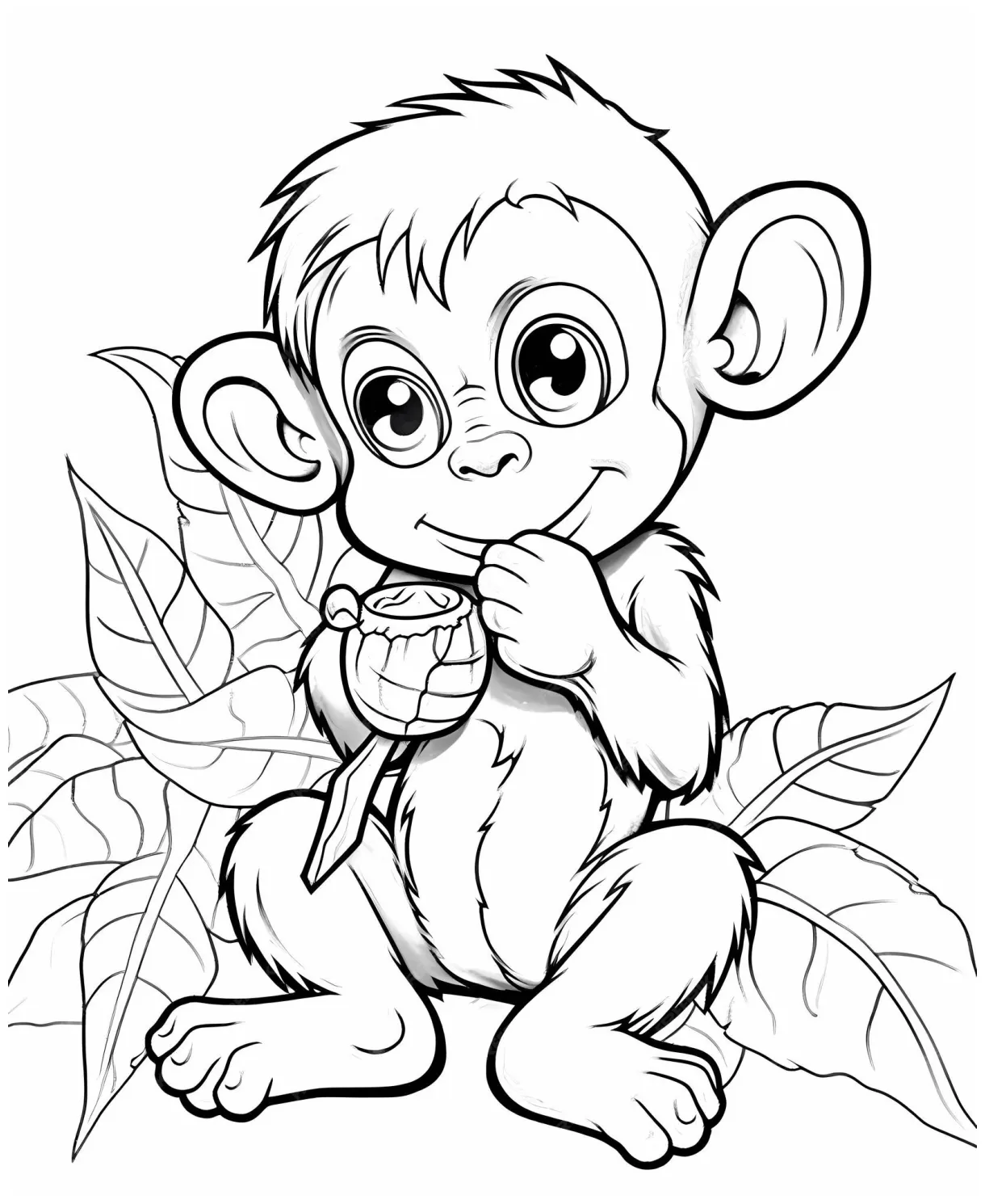 Premium Photo | Banana Bonanza Cute Monkey Eating a Banana Coloring