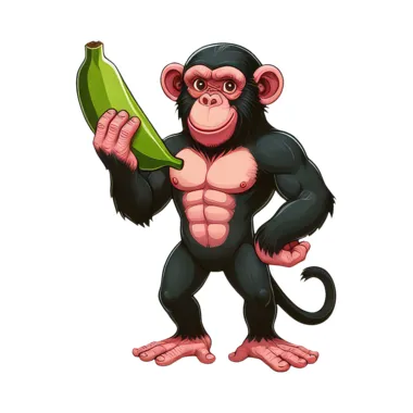 Chimpanzee With Banana PNG Transparent Images Free Download | Vector