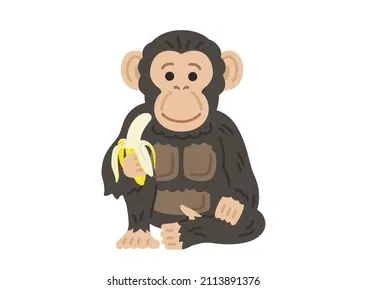 Illustration Chimpanzee Eating Banana Stock Vector (Royalty Free