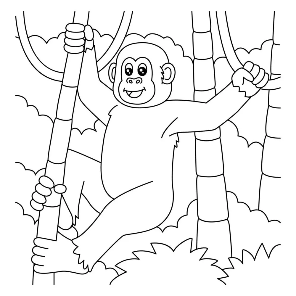 Chimpanzee Coloring Page for Kids 5073691 Vector Art at Vecteezy