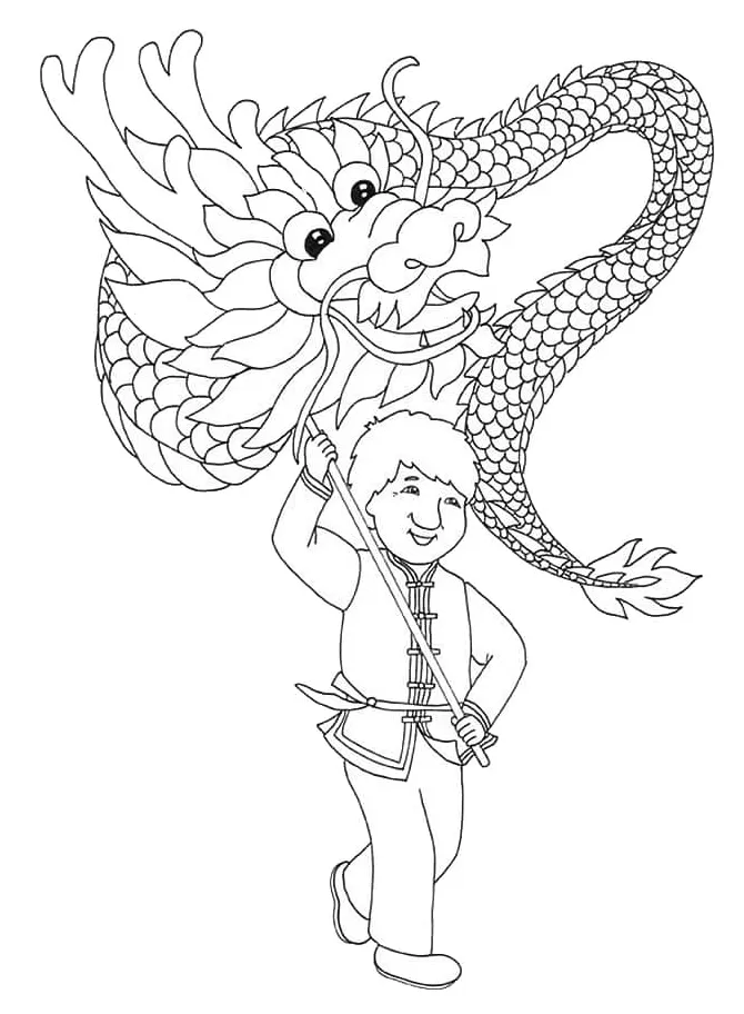 Chinese new year dragon coloring page download, print or color online