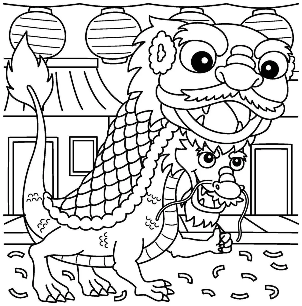 Year of the dragon chinese dragon dance coloring 35302086 vector art at