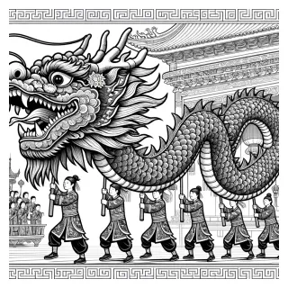 Dragon dance in chinese new year festival coloring page coloring for printable coloring page