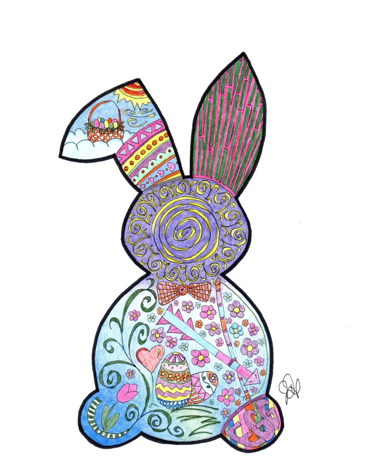 Bunny coloring page! etsy