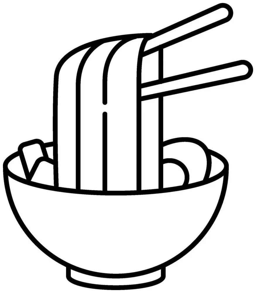 Chopsticks and noodles in a bowl coloring page 51411006 vector art at