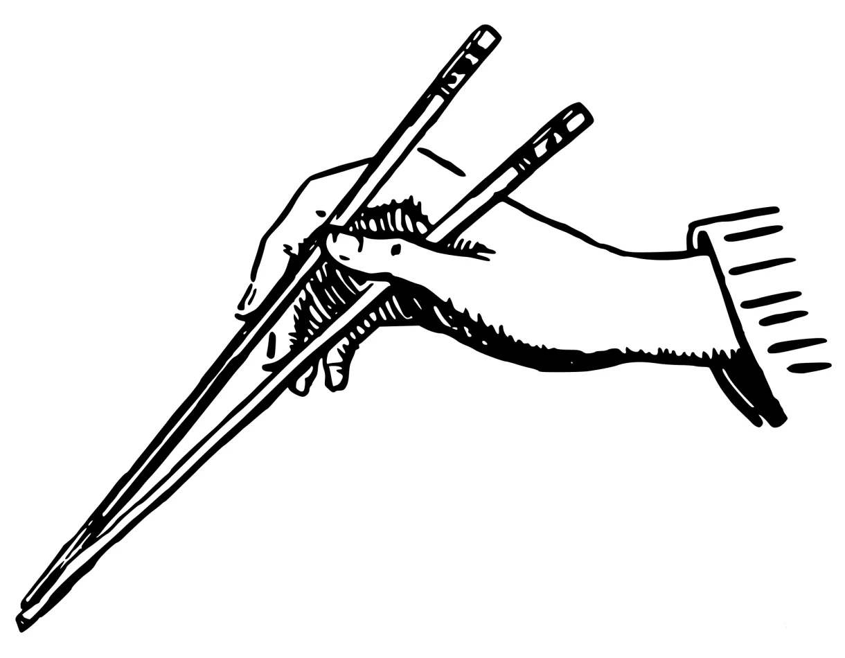 Vintage chopsticks in a hand coloring page colouringpages