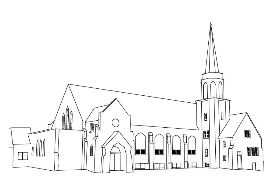Coloring page church free printables img 27180