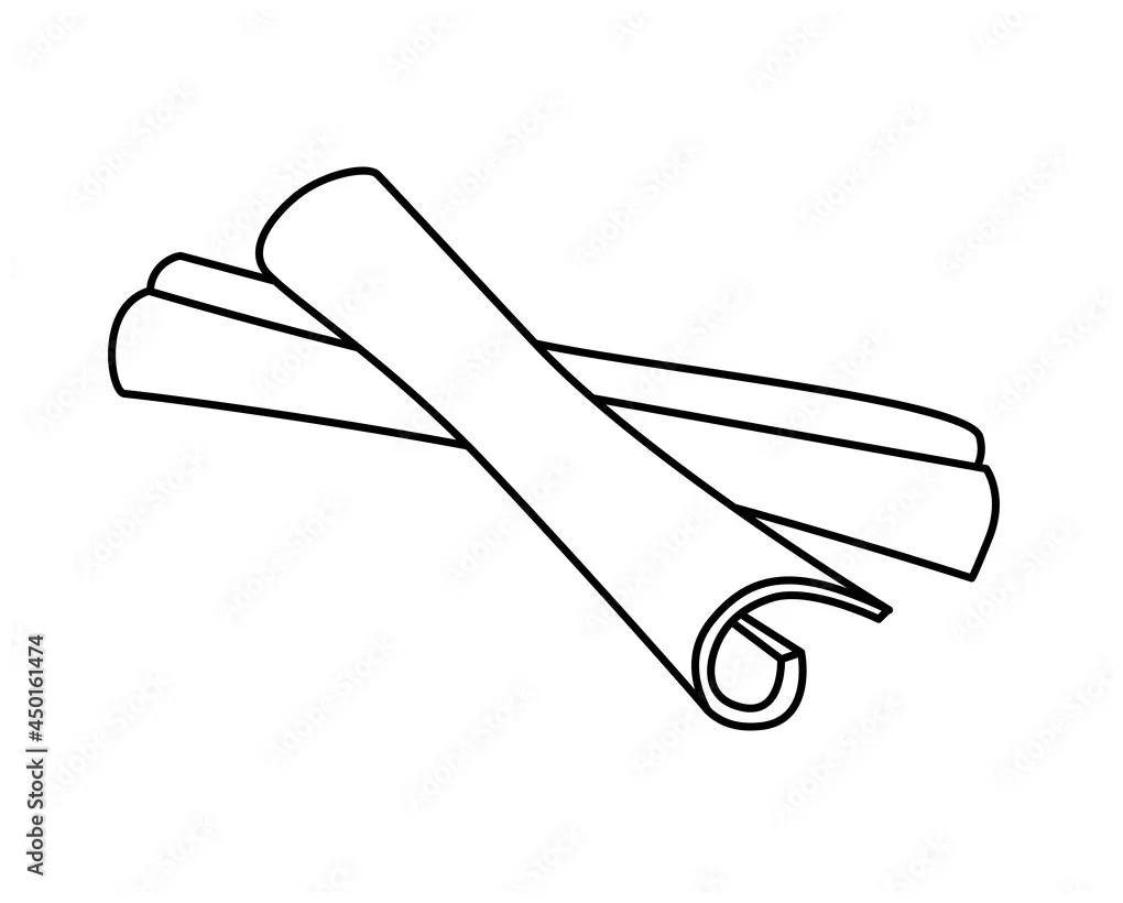 Cinnamon spices vector linear illustration for coloring pages or printable coloring page