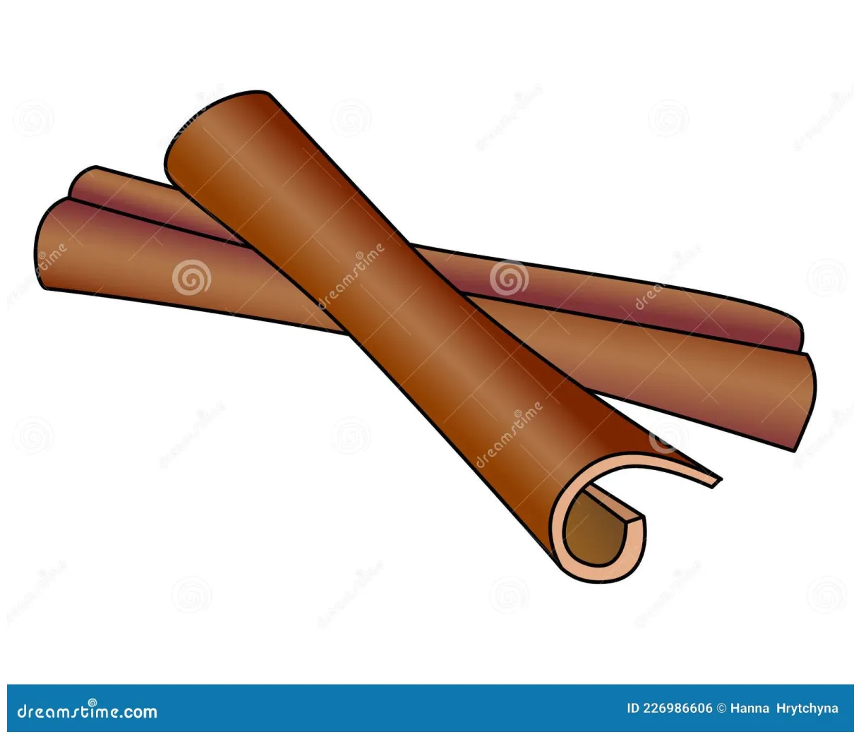 Cinnamon spices vector linear illustration for coloring pages or