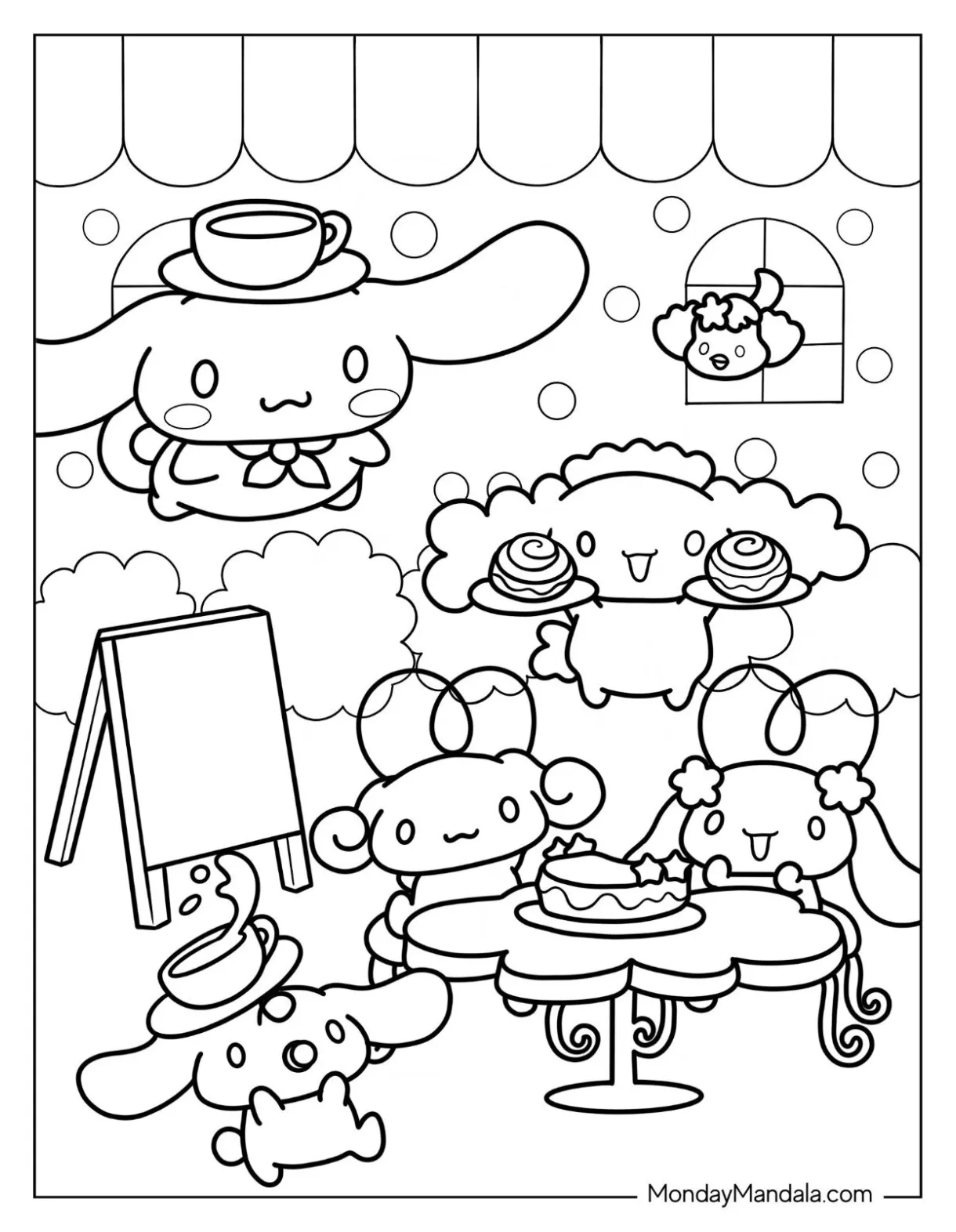 Cinnamon roll coloring page