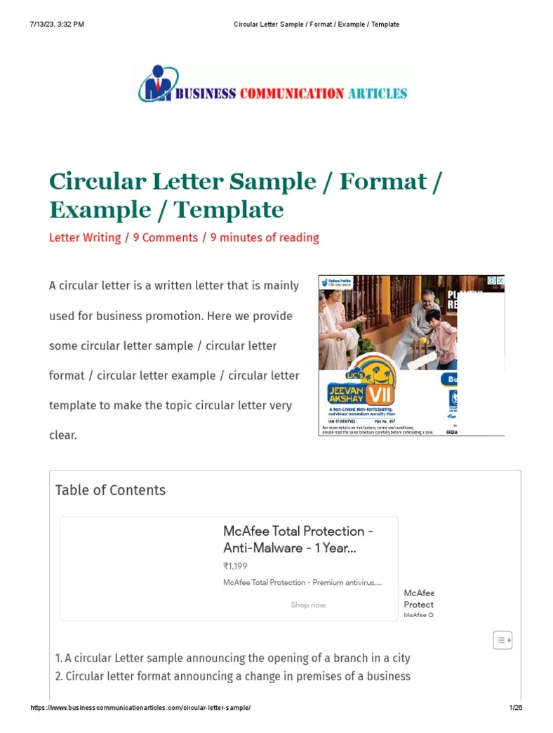 Circular letter sample format example template pdf
