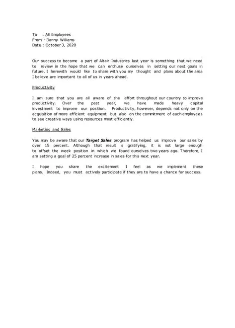 Circular letter sample announcing a new company plan docx