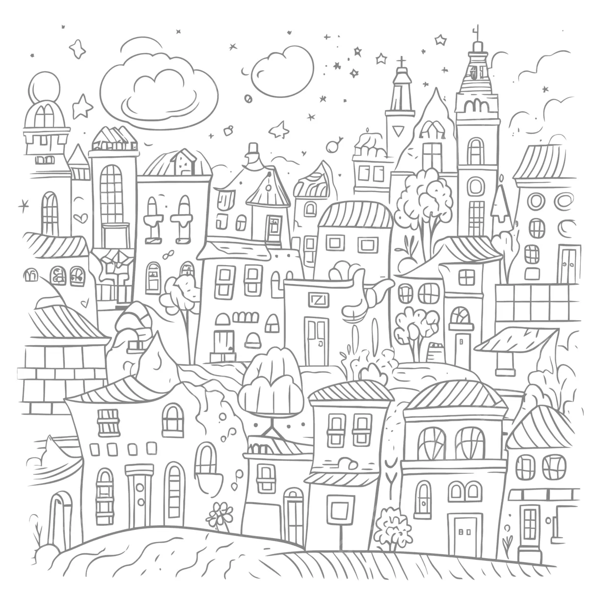 Easy City Coloring Page Coloring Pages